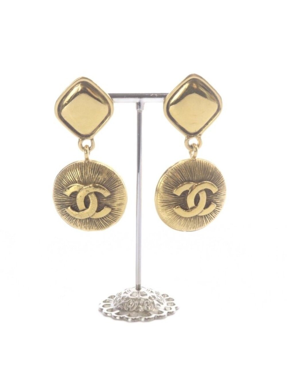 Chanel CC Logo Swing Earrings Gold